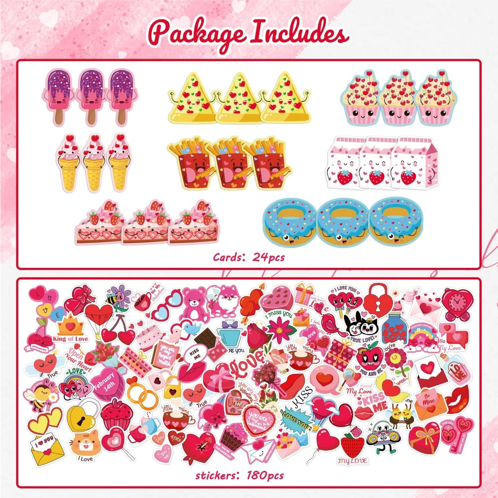 OHOME 204 PCS Valentines Day Stickers & Cards, view 2