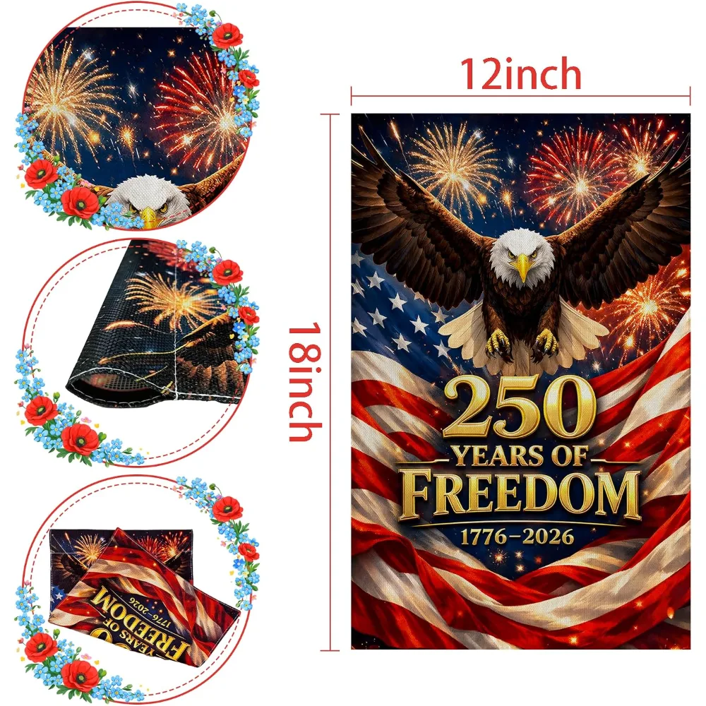 OHOME 250 Anniversary USA Garden Flag, view 2