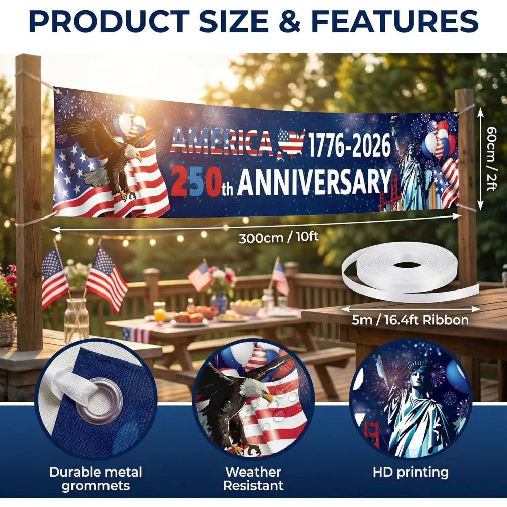 OHOME 250th Anniversary Decorations 1776-2026 American Anniversary, view 2
