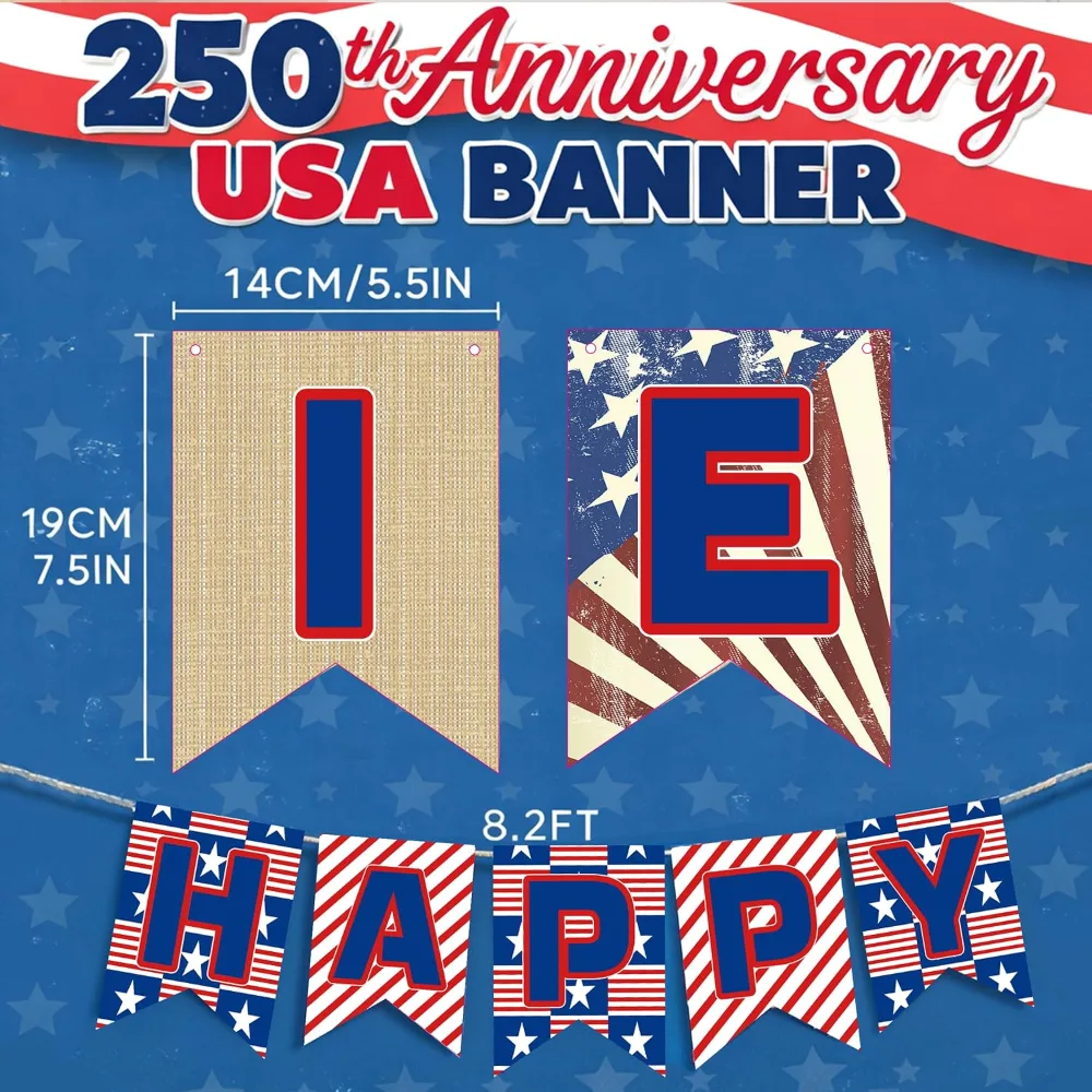OHOME 250th Anniversary Decorations 250 Year USA Anniversary Banner, view 3