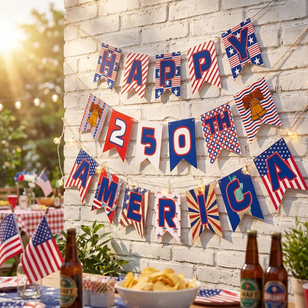 OHOME 250th Anniversary Decorations 250 Year USA Anniversary Banner, view 6