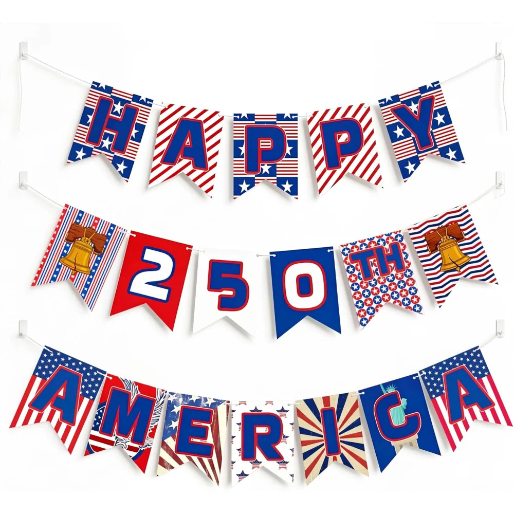 OHOME 250th Anniversary Decorations 250 Year USA Anniversary Banner