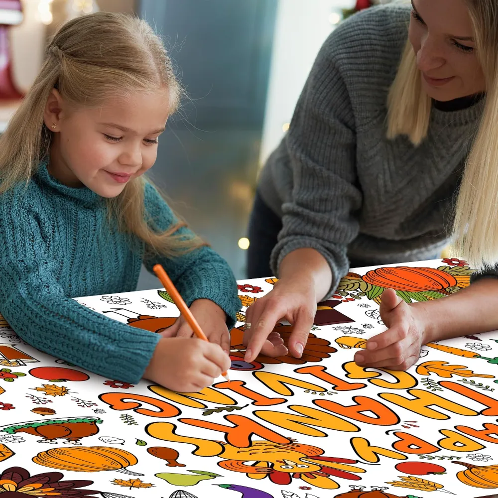 OHOME 3 Pack Thanksgiving Tablecloths & Giant Coloring Posters, view 5