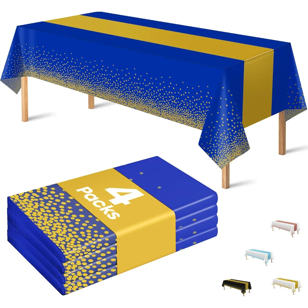 OHOME 4 Pack Disposable Plastic Table Cloths for Parties, view 2