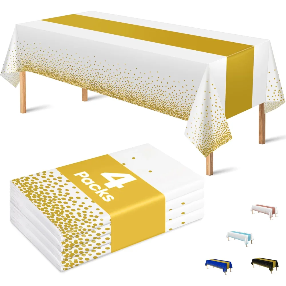 OHOME 4 Pack Disposable Plastic Table Cloths for Parties