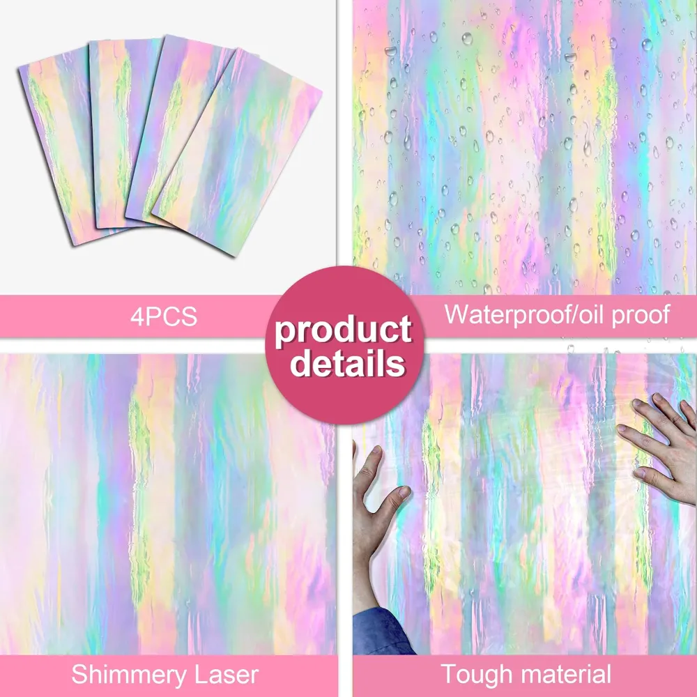 OHOME 4 Pack Iridescence Plastic Tablecloths Disposable Galentines, view 4