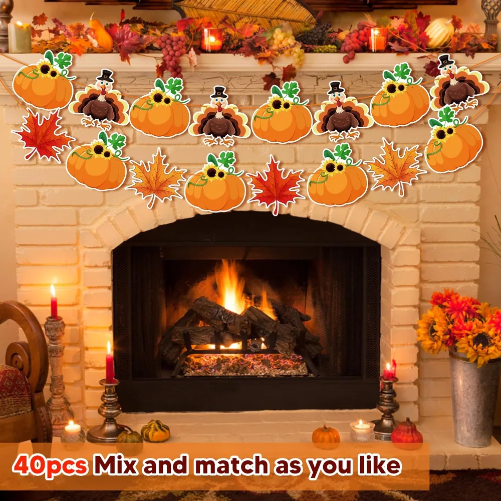 OHOME 4 Pack Thanksgiving FriendsgivingTablecloth with 40 Pack, view 5