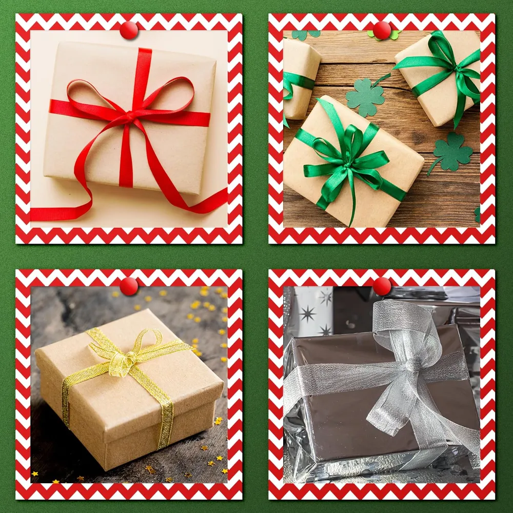 OHOME 4 Rolls Christmas Ribbons for Gift Wrapping, view 4