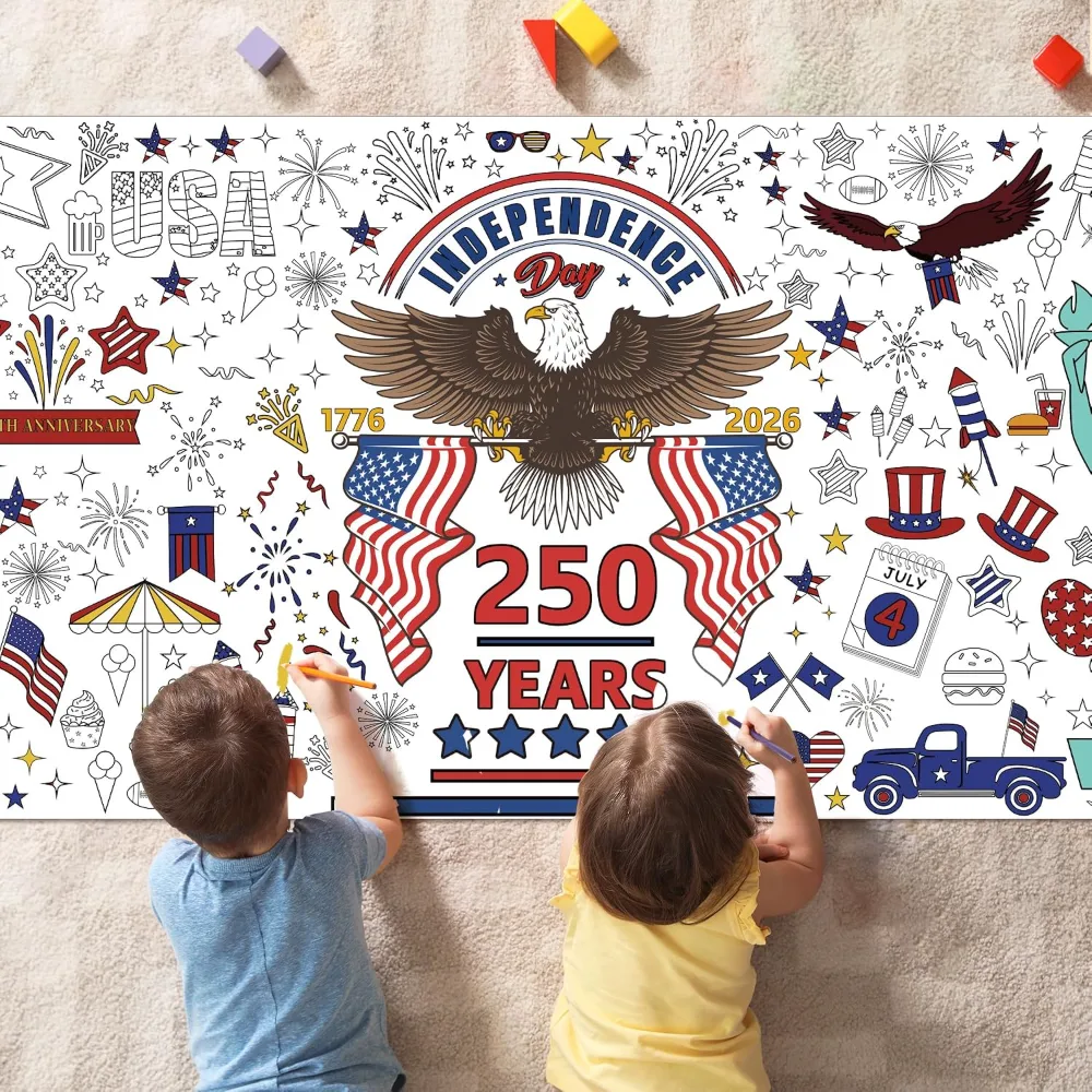 OHOME 4th of July Giant Coloring Poster/Tablecloth, view 3
