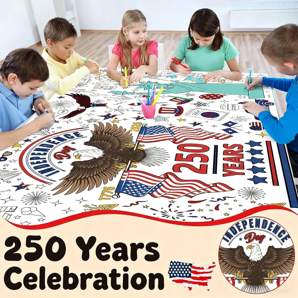 OHOME 4th of July Giant Coloring Poster/Tablecloth, view 5