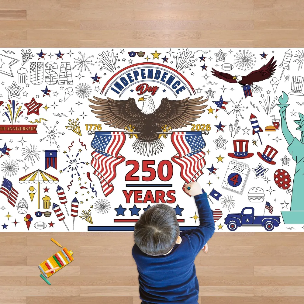 OHOME 4th of July Giant Coloring Poster/Tablecloth