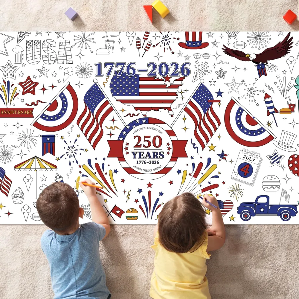 OHOME 4th of July Giant Coloring Poster/Tablecloth, view 3