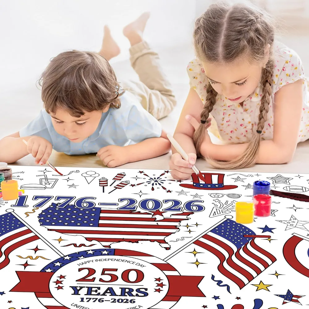 OHOME 4th of July Giant Coloring Poster/Tablecloth, view 4