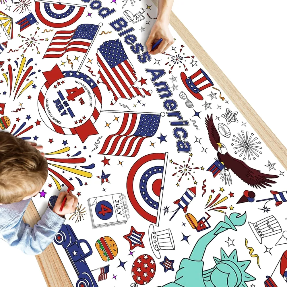 OHOME 4th of July Giant Coloring Poster/Tablecloth-4th of July, view 3