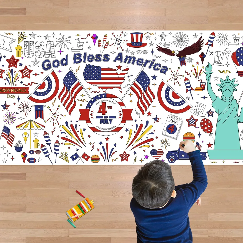 OHOME 4th of July Giant Coloring Poster/Tablecloth-4th of July