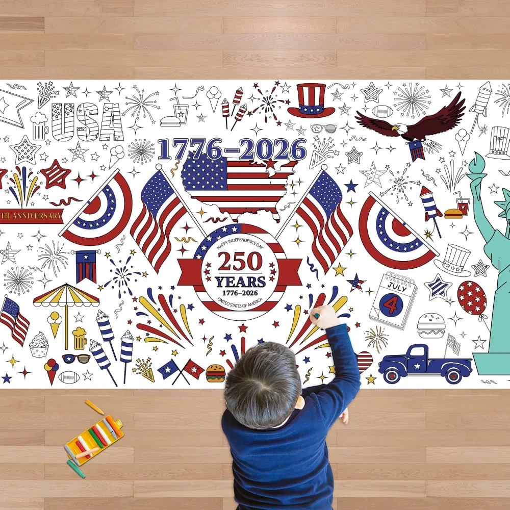 OHOME 4th of July Giant Coloring Poster/Tablecloth