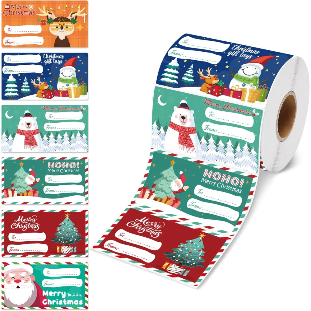 OHOME 500 PCS Christmas Gift Tags with Christmas Stickers, view 2