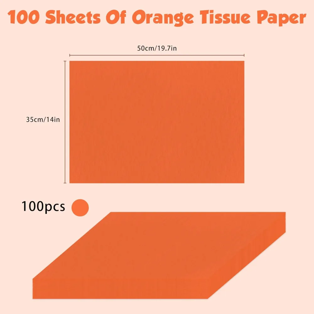 Orange Tissue Paper 100 Sheets Fall Decorations for Home, view 2