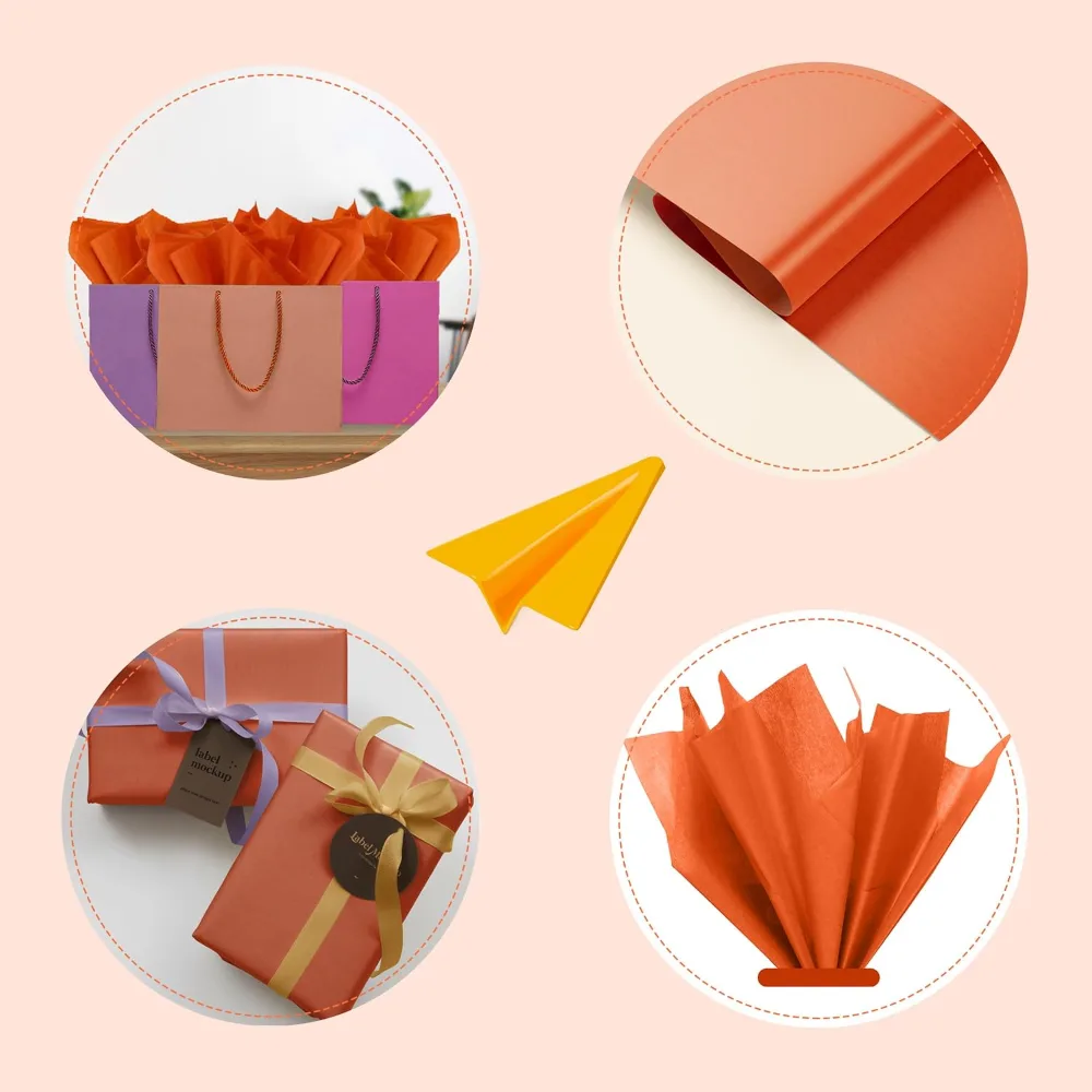 Orange Tissue Paper 100 Sheets Fall Decorations for Home, view 4