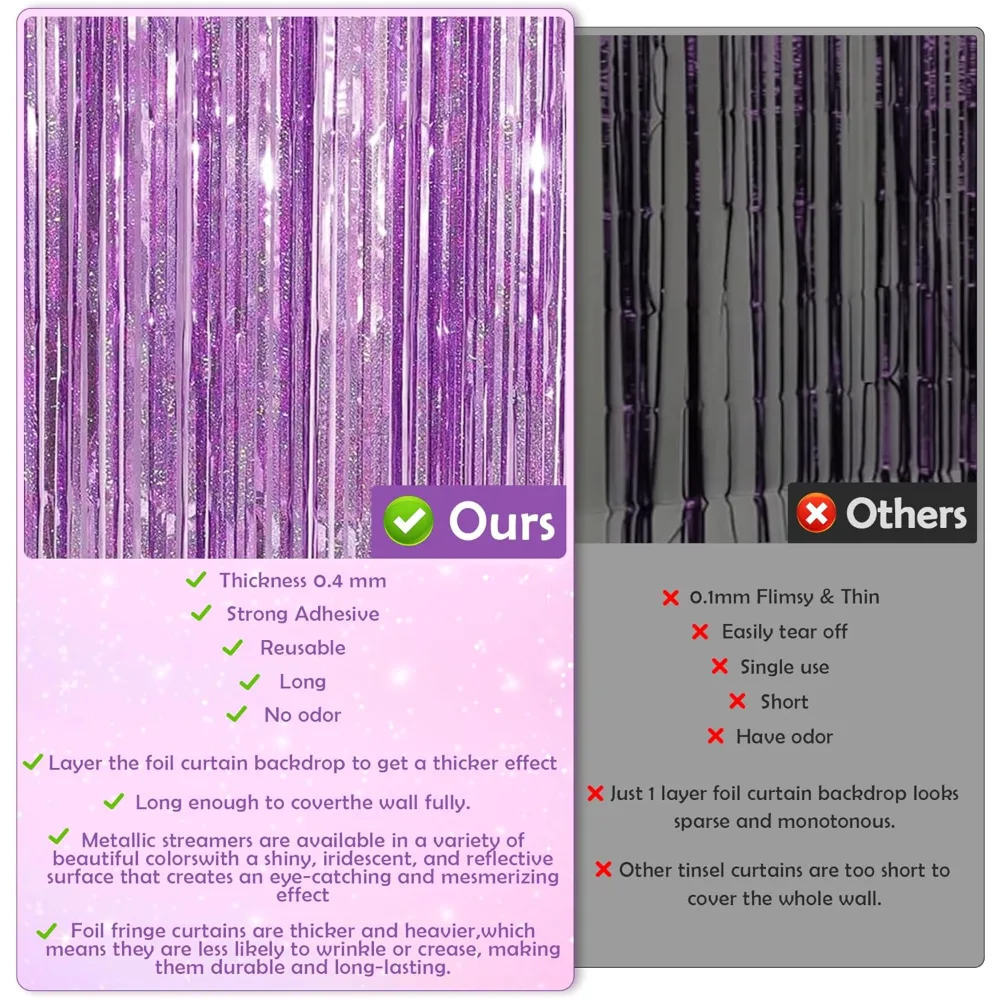 Pink Tinsel Curtain Party Backdrop Streamers, view 2