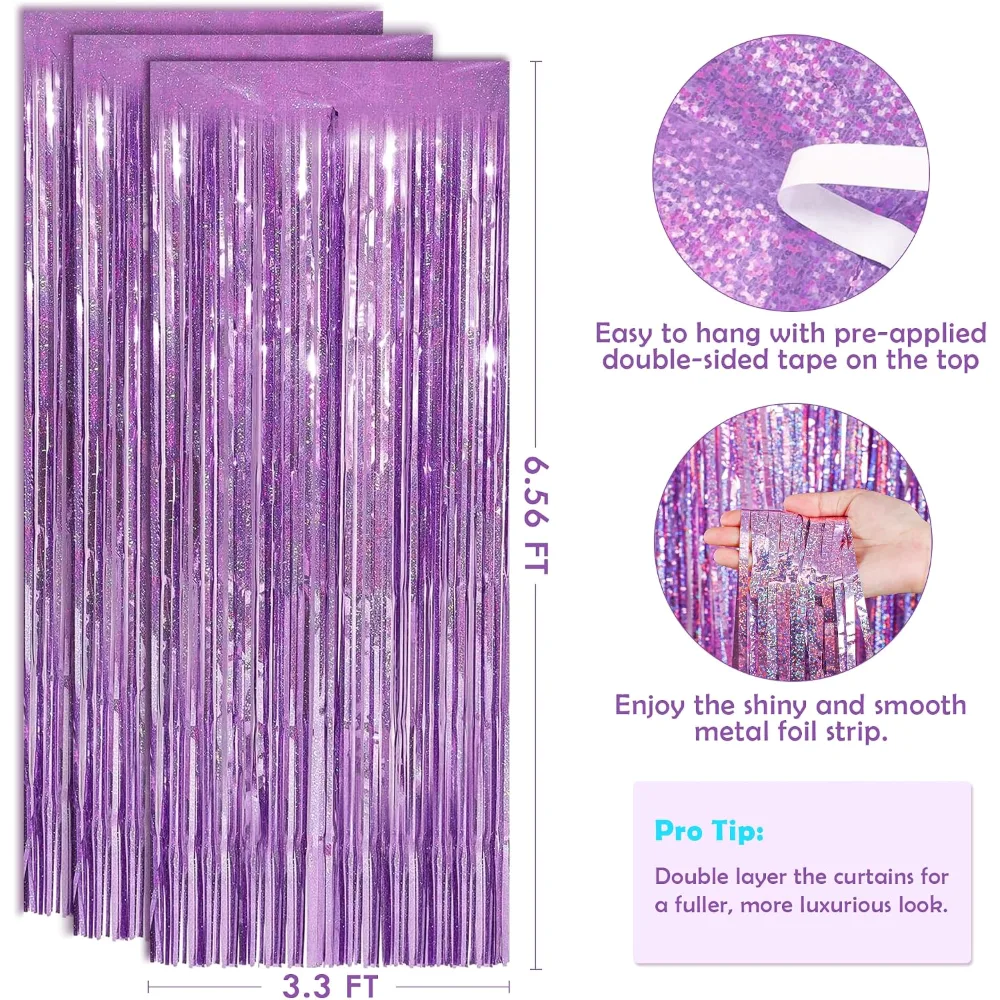 Pink Tinsel Curtain Party Backdrop Streamers, view 3