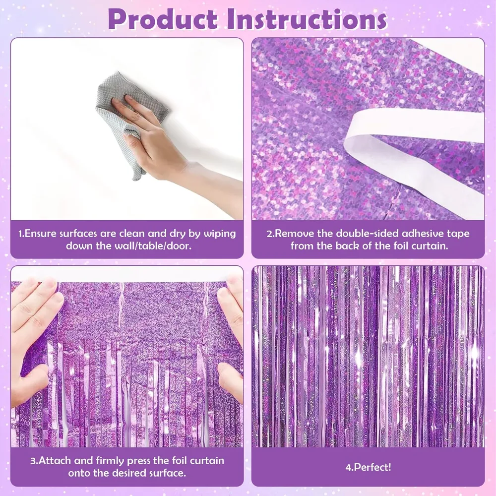 Pink Tinsel Curtain Party Backdrop Streamers, view 4