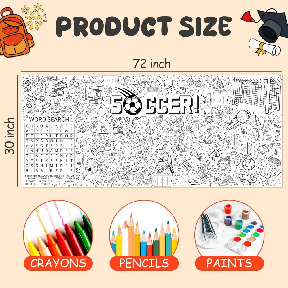 Soccer Giant Coloring Poster/Tablecloth, view 2