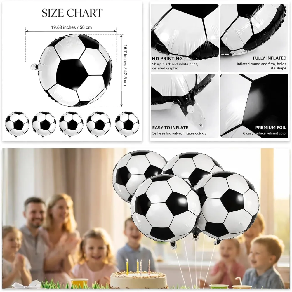 Soccer Party Decorations 18 Inch Soccer Balloons for Soccer, view 2