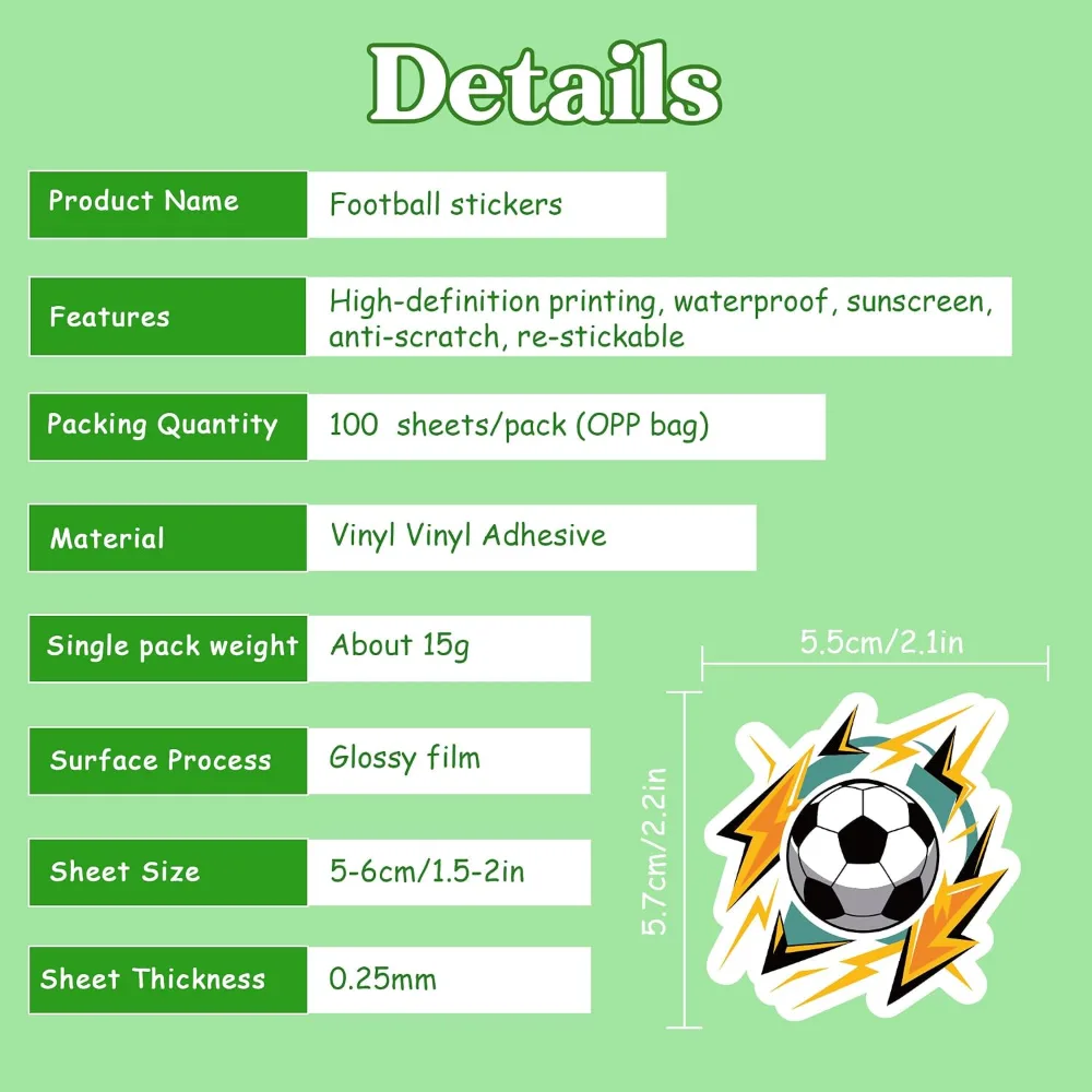 Soccer Party Favors 100 PCS Soccer Stickers for Kids, view 6