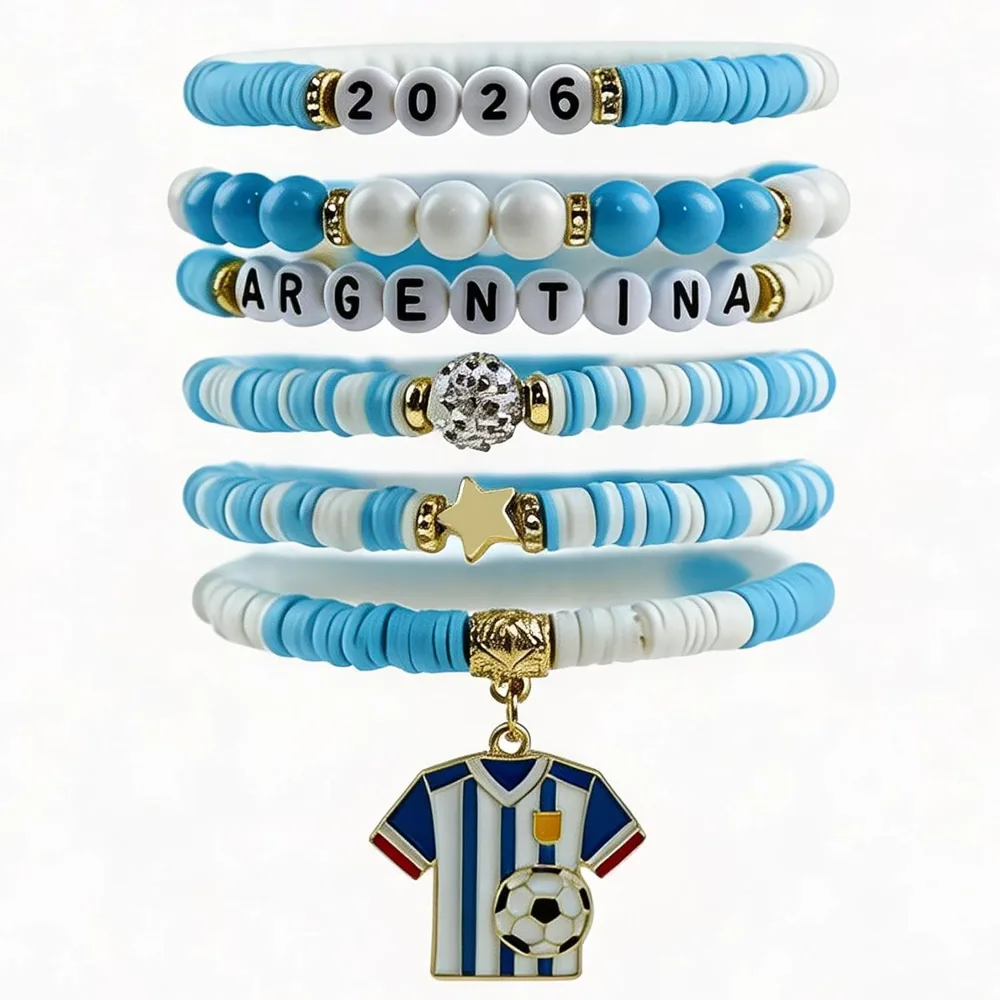 Soccer Party Favors 6 Pack Argentina Soccer Bracelets