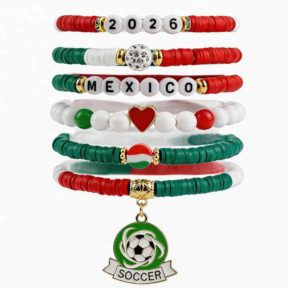 Soccer Party Favors 6 Pack Mexico Soccer Bracelets