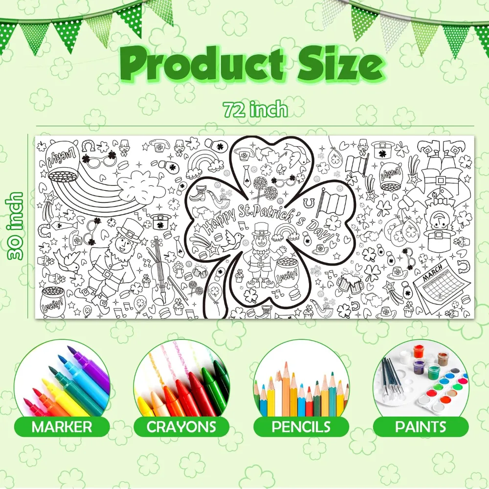 St Patrick's Day Giant Coloring Poster/Tablecloth, view 2