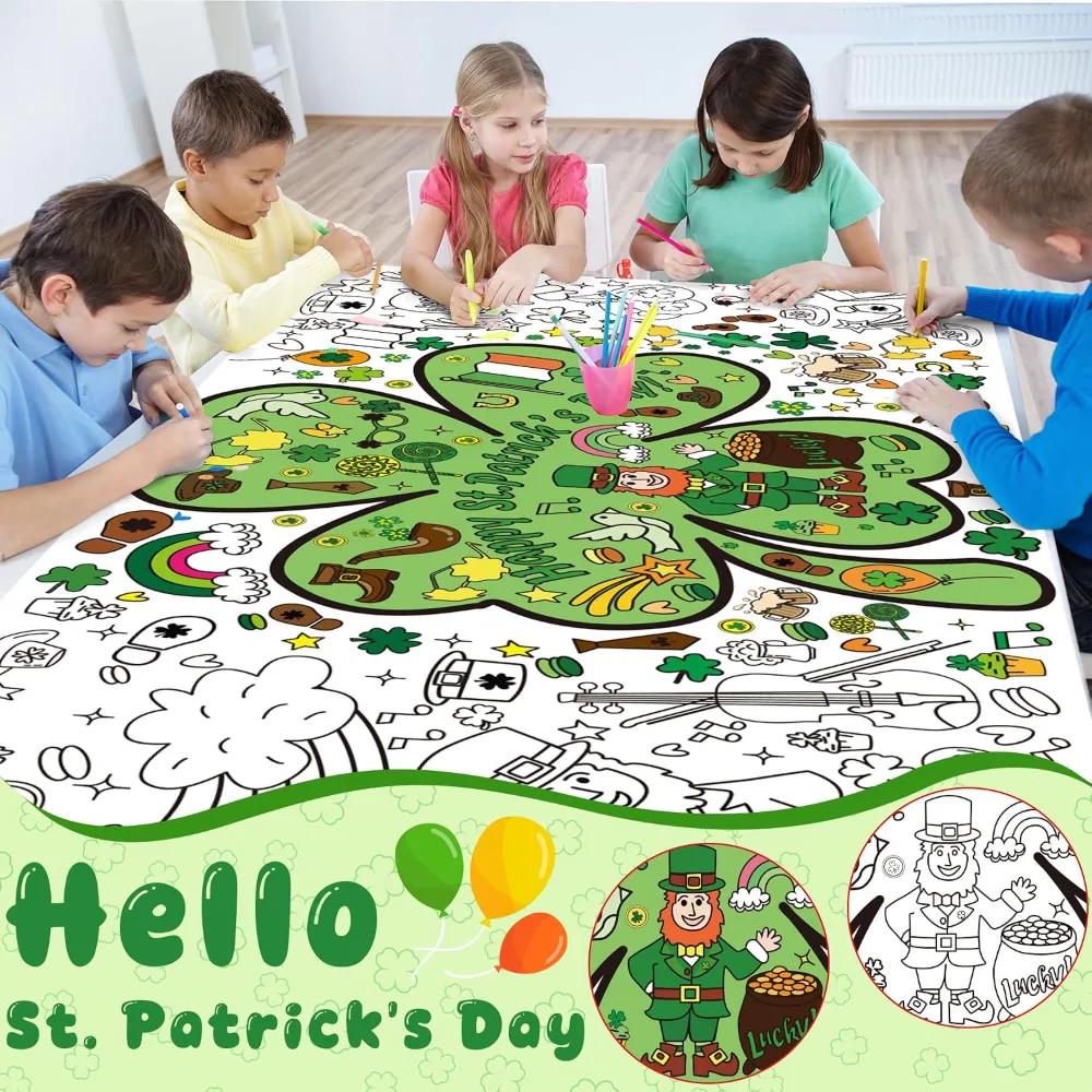 St Patrick's Day Giant Coloring Poster/Tablecloth, view 3