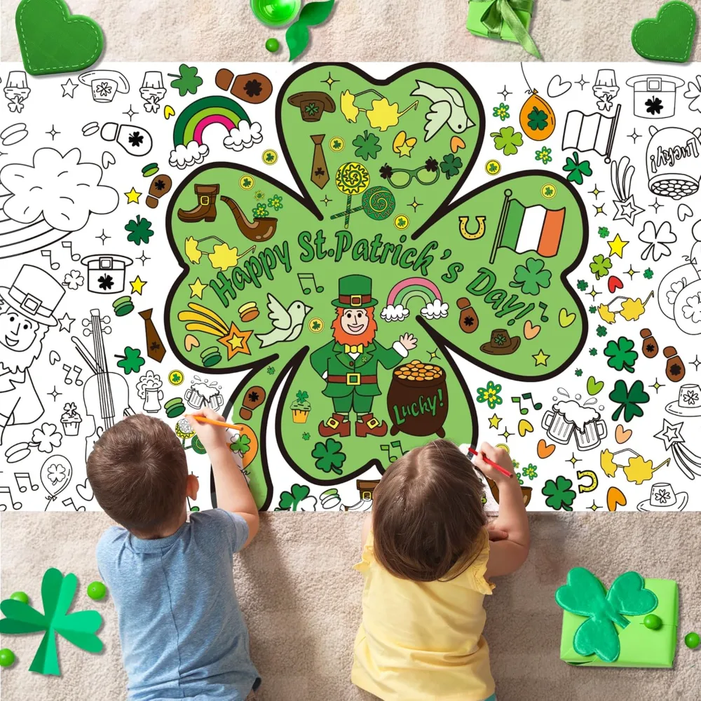 St. Patrick's Day Giant Coloring Poster/Tablecloth, view 2