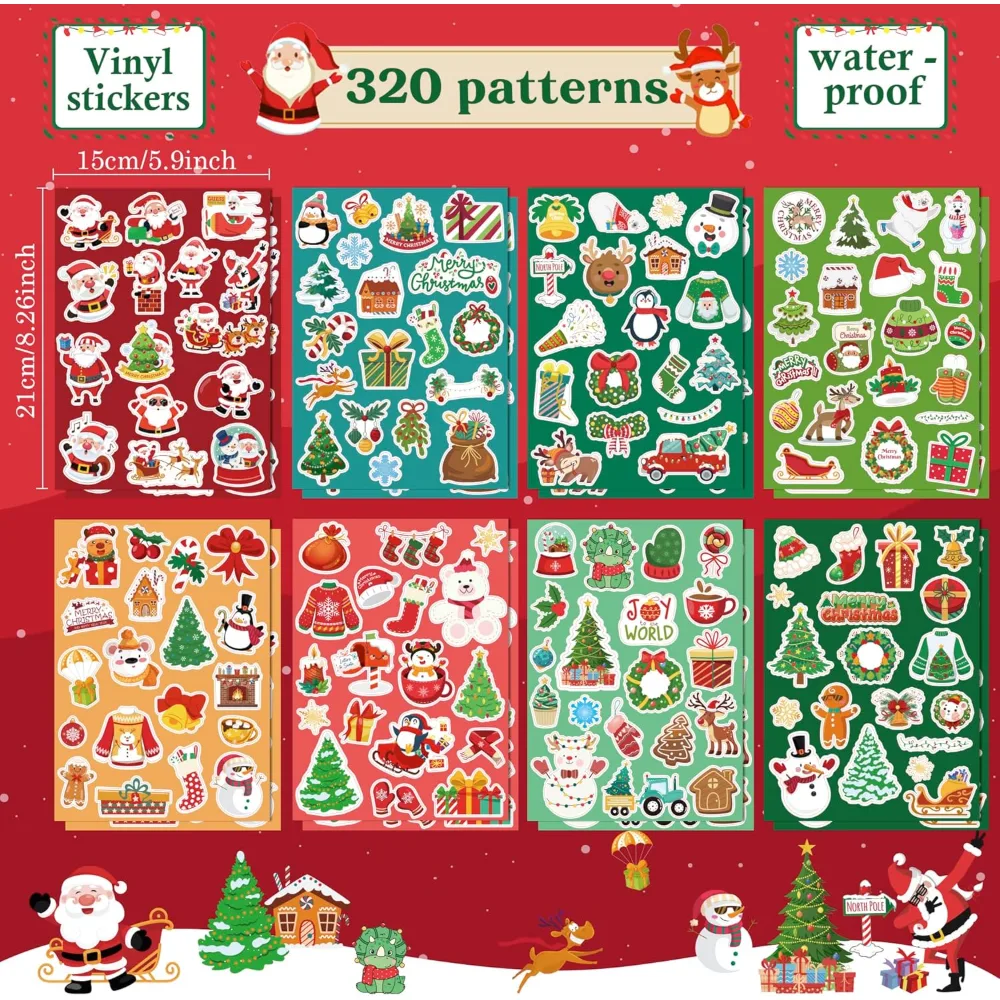 Stocking Stuffers 320 PCS Christmas Stickers, view 2