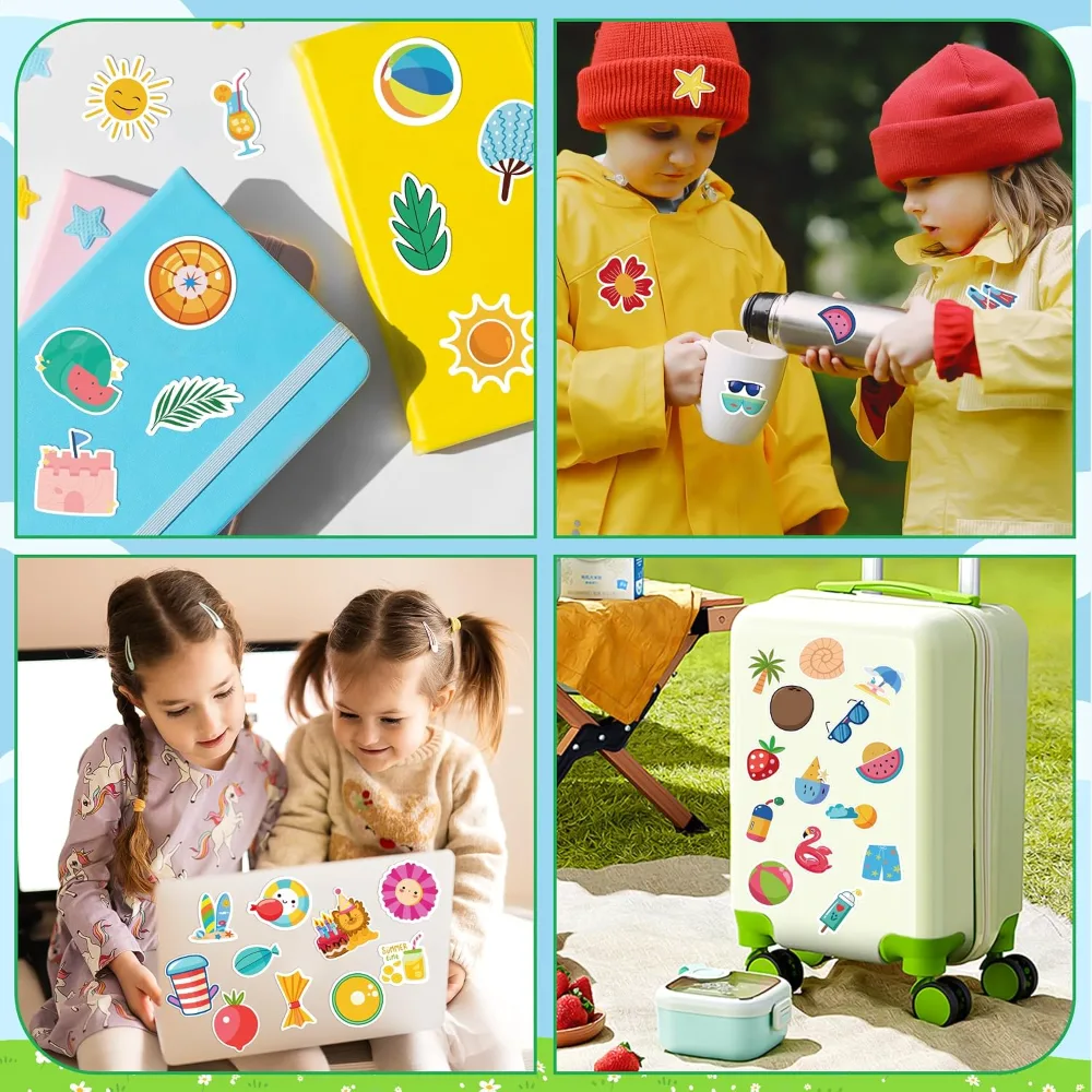 Summer Stickers 100 PCS Hawaiian Beach Stickers for Kids, view 3