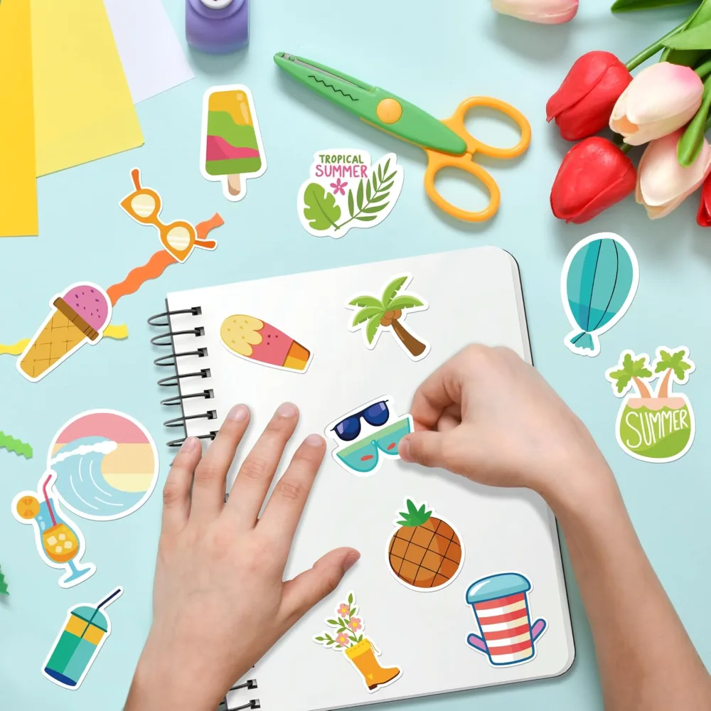 Summer Stickers 100 PCS Hawaiian Beach Stickers for Kids, view 4