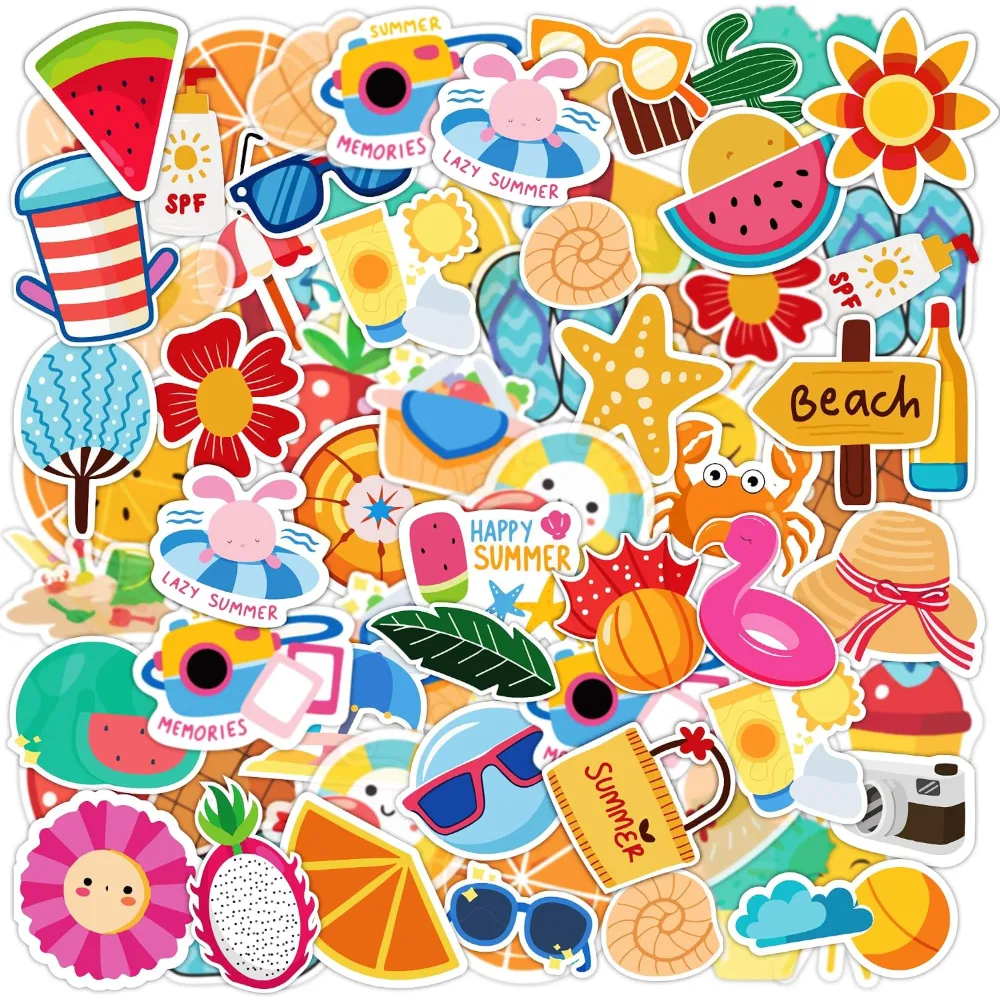 Summer Stickers 100 PCS Hawaiian Beach Stickers for Kids