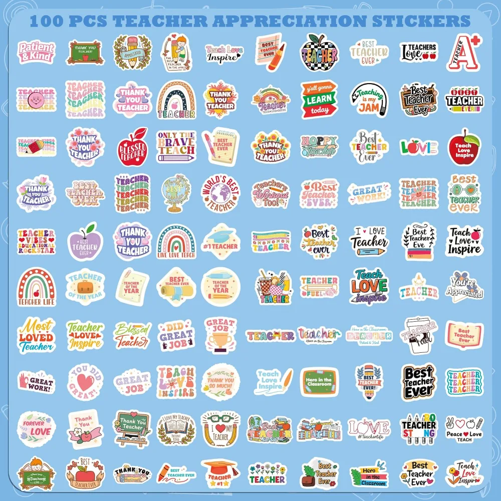 Teacher Appreciation Gifts 100 PCS Funny Teacher Stickers, view 2