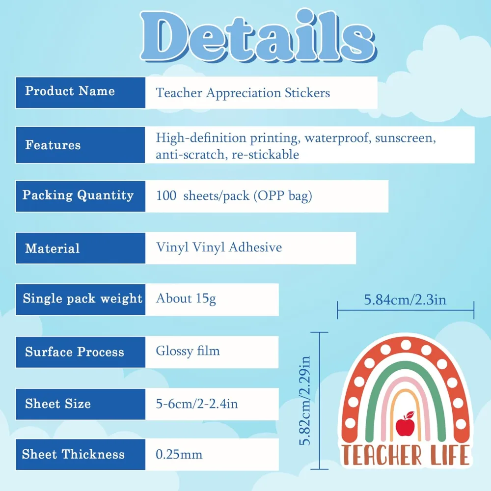 Teacher Appreciation Gifts 100 PCS Funny Teacher Stickers, view 6