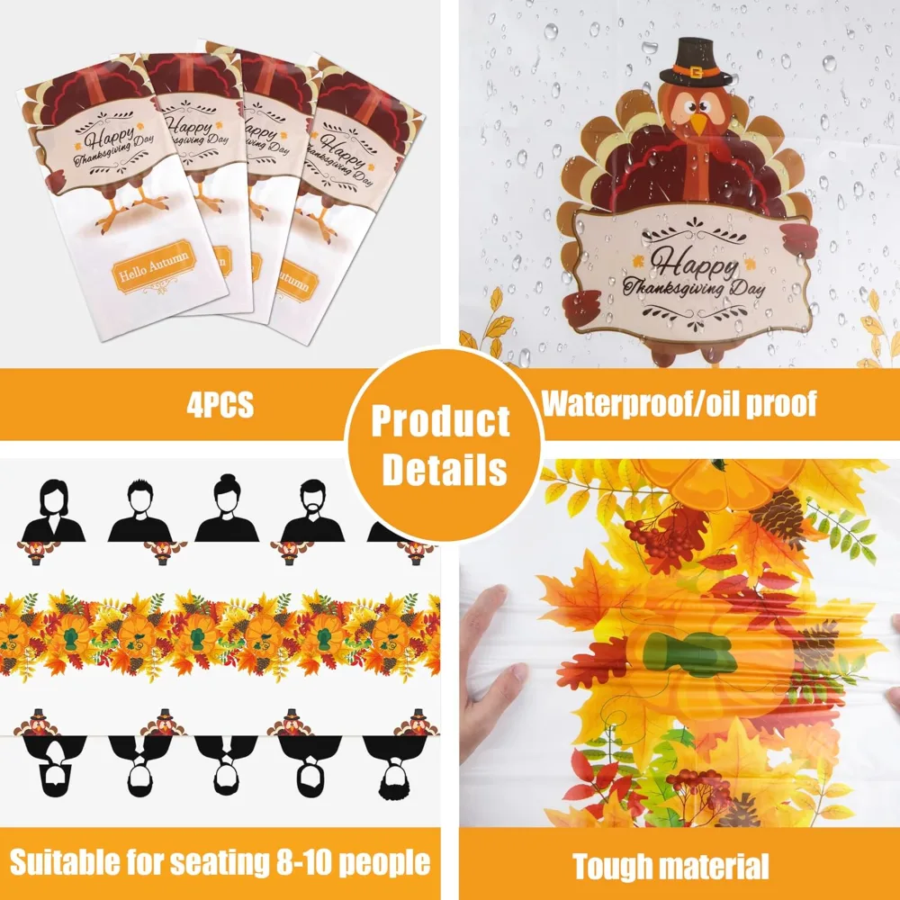 Thanksgiving Bingo with 3 Pack Thanksgiving Tablecloth, view 6