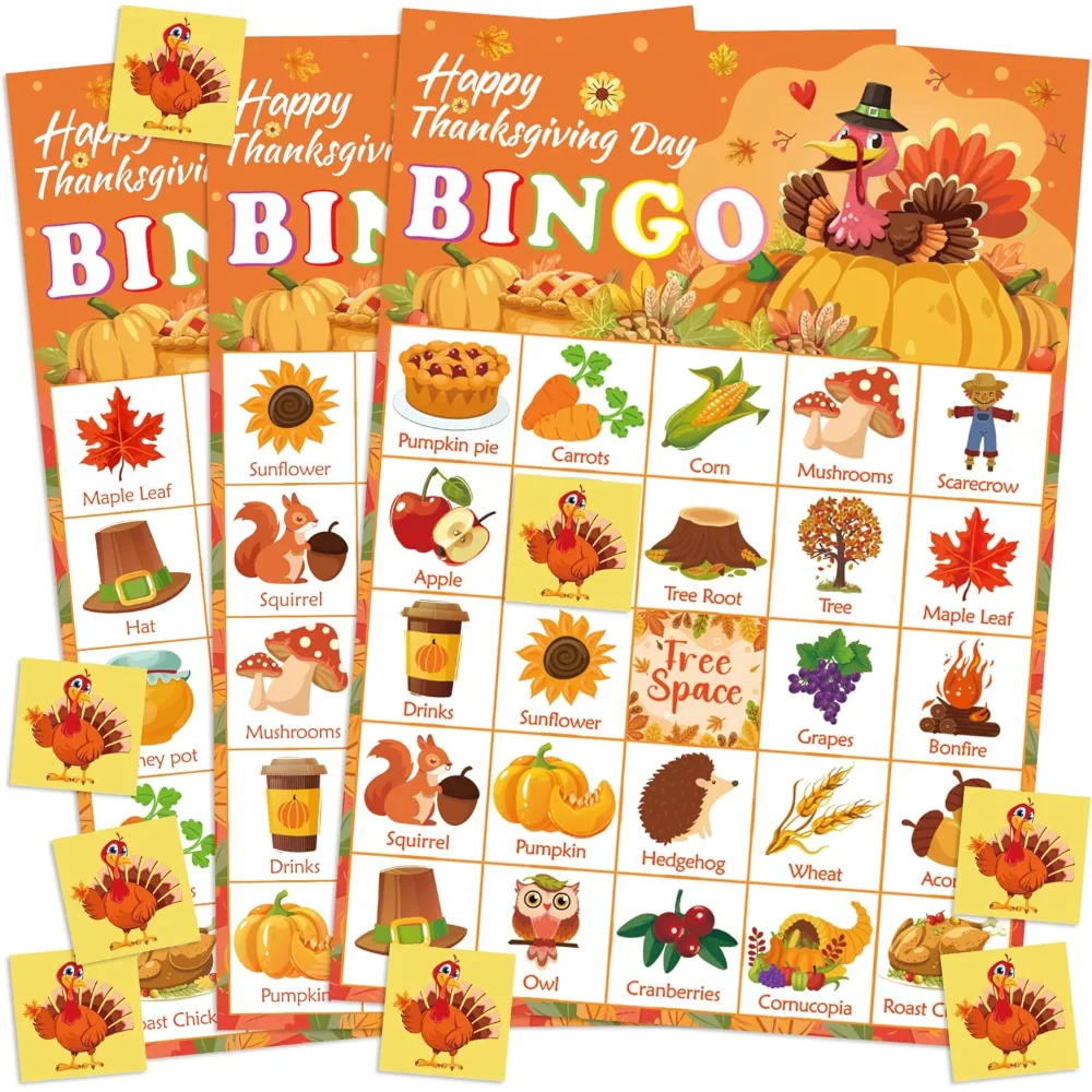 Thanksgiving Bingo with Thanksgiving Stickers, view 2