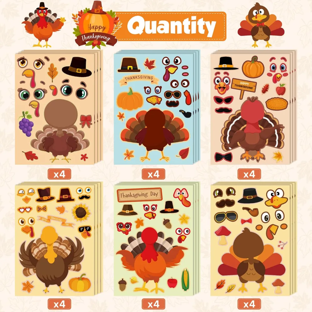 Thanksgiving Bingo with Thanksgiving Stickers, view 4