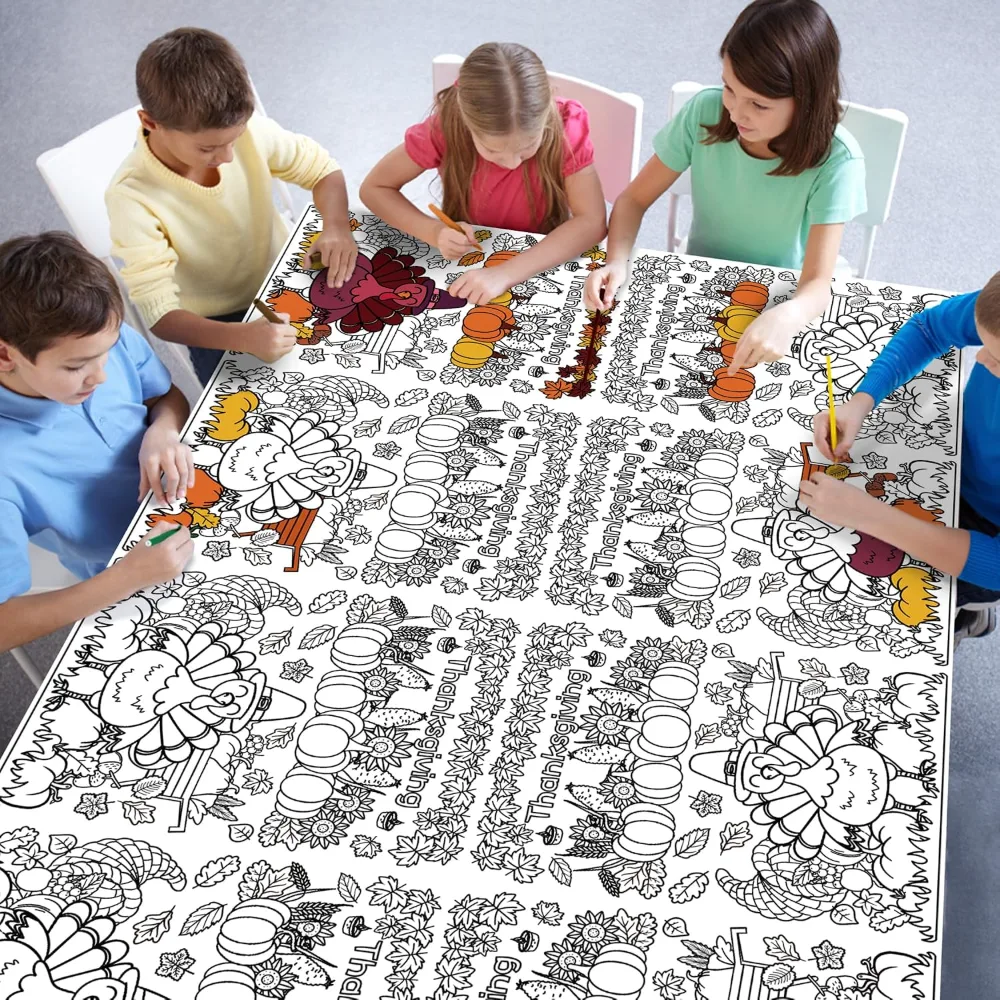 Thanksgiving Coloring Tablecloth Thanksgiving Decorations, view 5
