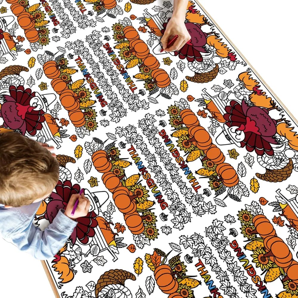 Thanksgiving Coloring Tablecloth Thanksgiving Decorations