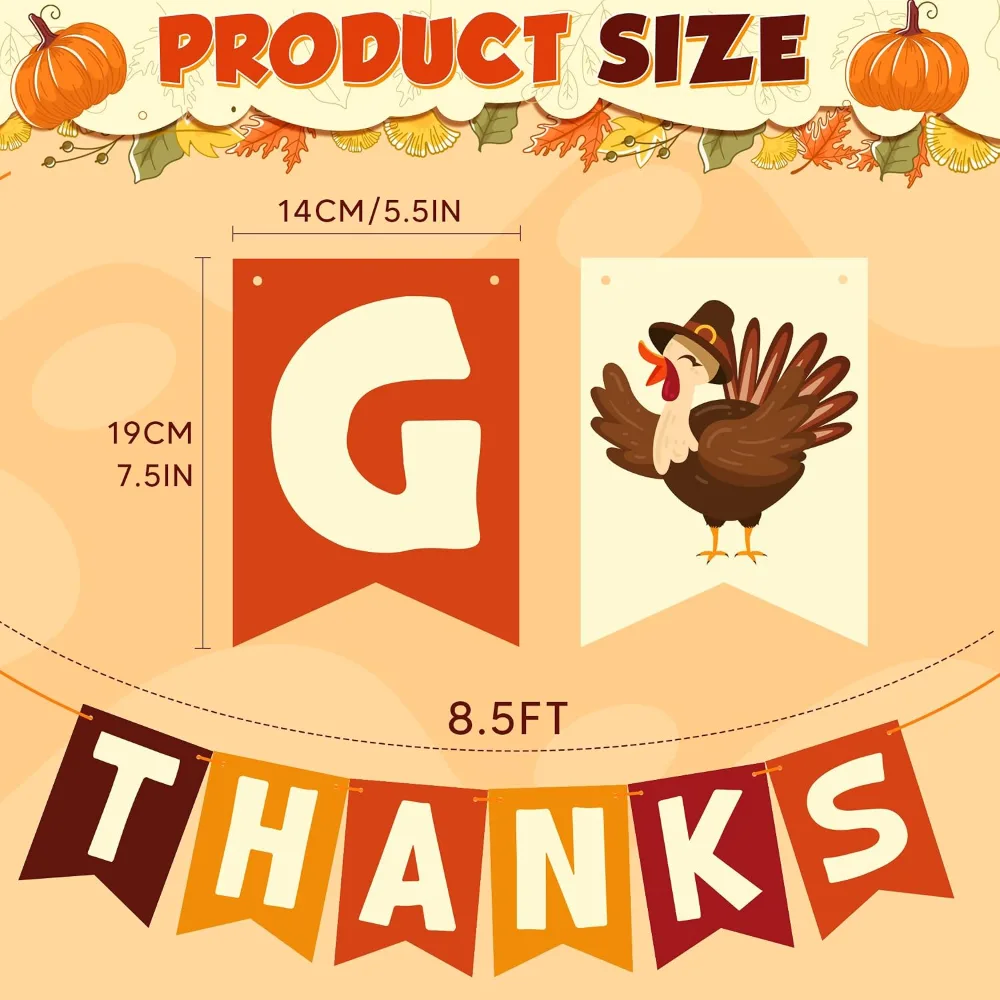 Thanksgiving Decorations GIVE THANKS Banner, view 2
