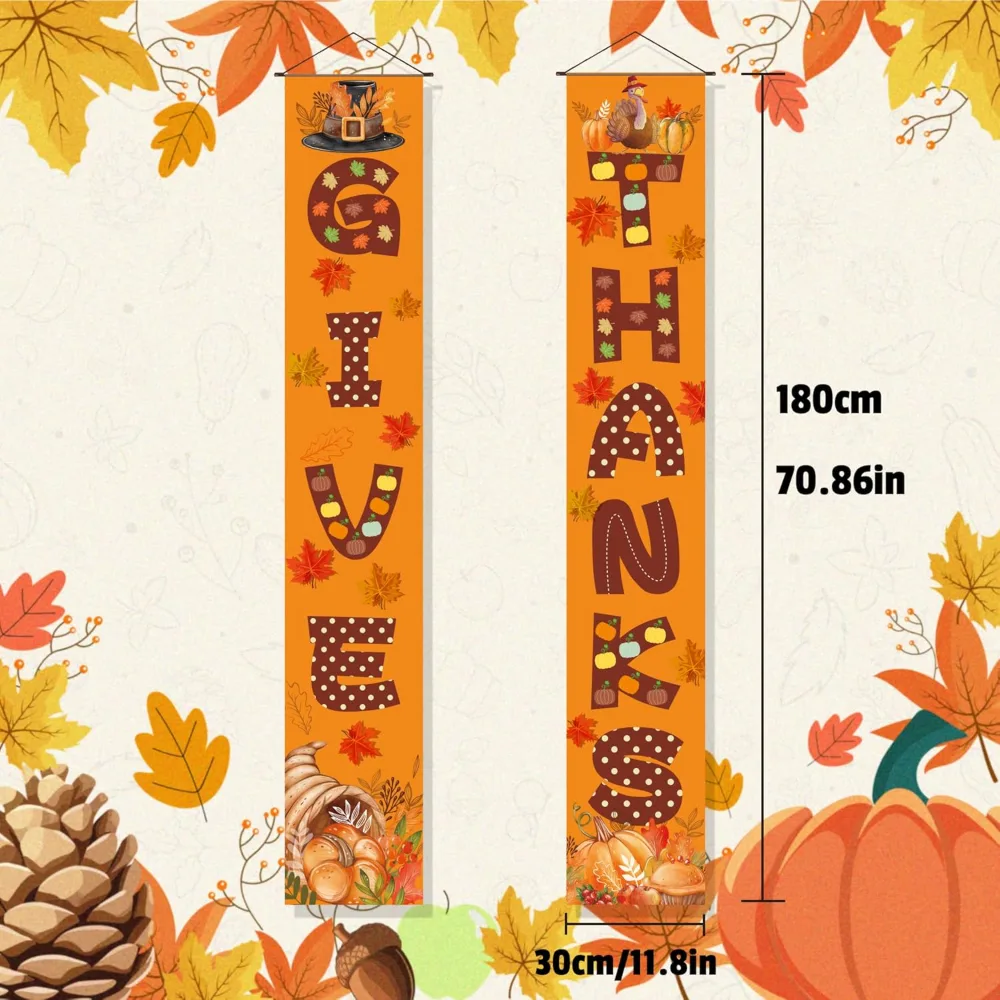 Thanksgiving Decorations GIVE THANKS Porch Banner, view 2