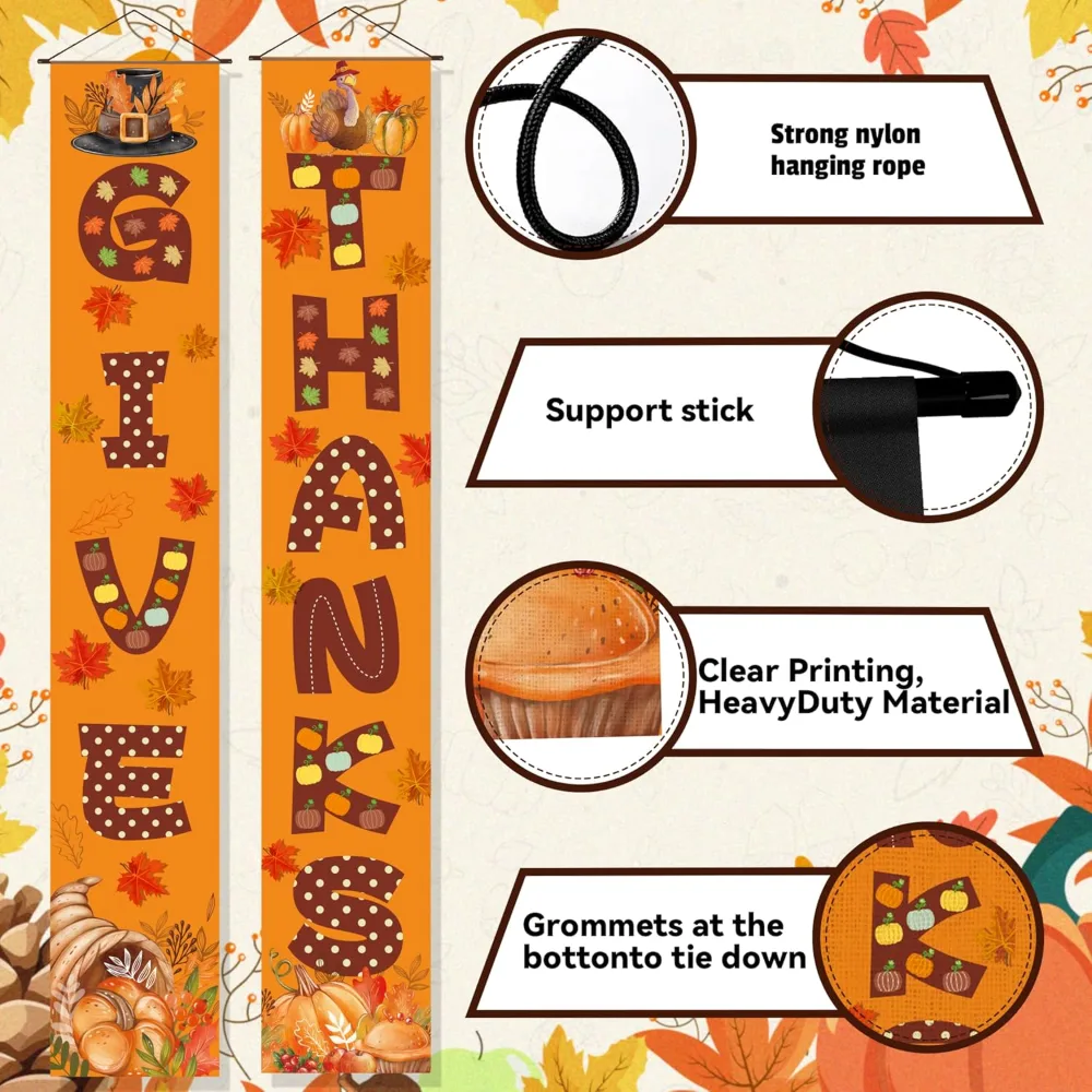 Thanksgiving Decorations GIVE THANKS Porch Banner, view 3