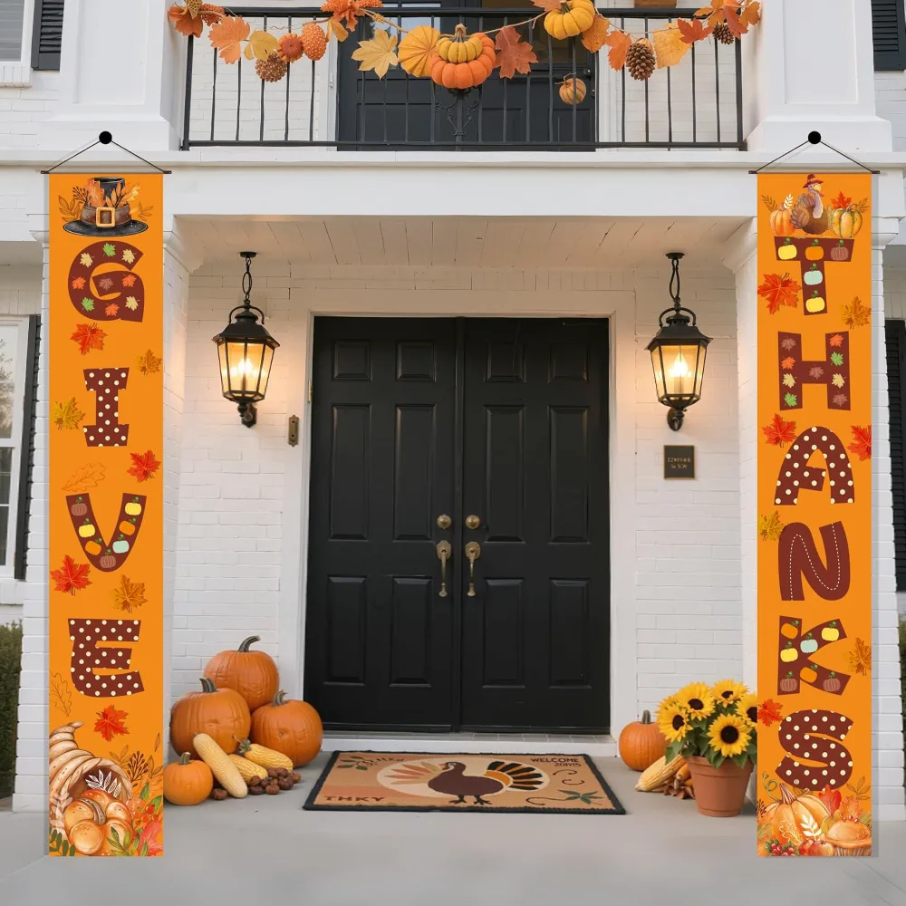 Thanksgiving Decorations GIVE THANKS Porch Banner, view 4