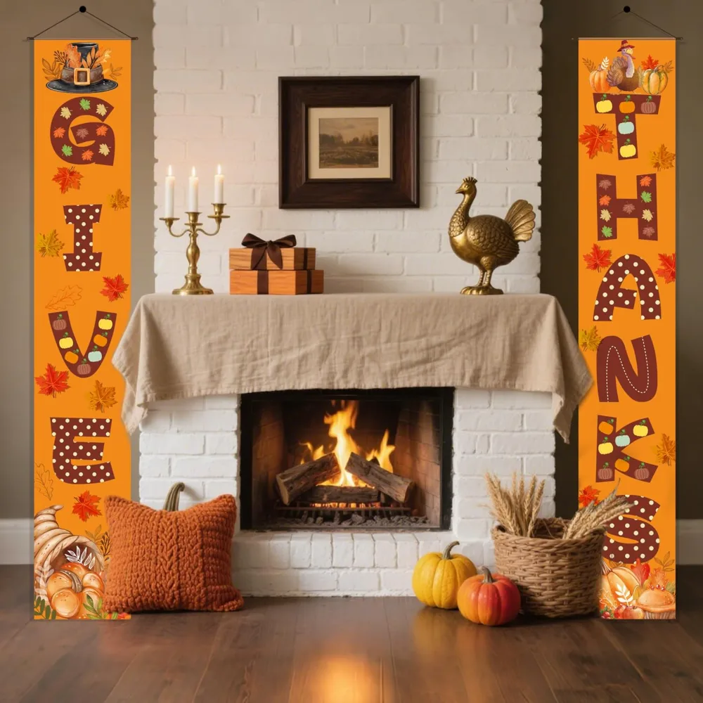 Thanksgiving Decorations GIVE THANKS Porch Banner, view 5